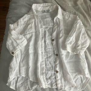 Zara white linen button down